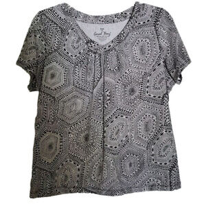 Coral Bay Petite Black and White V Neck Top Size PL